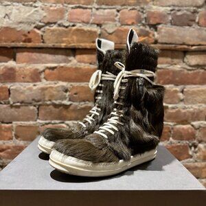 Rick Owens Mainline Cargobasket — Hair-On “Brown/Milk” — Size EU 42